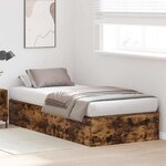 vidaXL Cadre de lit avec rangement Chêne fumé 90 x 190 cm