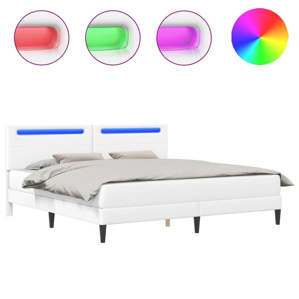 vidaXL Cadre de lit avec bandes LED Blanc 180 x 200 cm Simili cuir