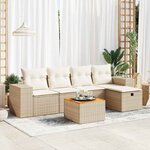 vidaXL Salon de jardin avec coussins 6 Pièces beige résine tressée