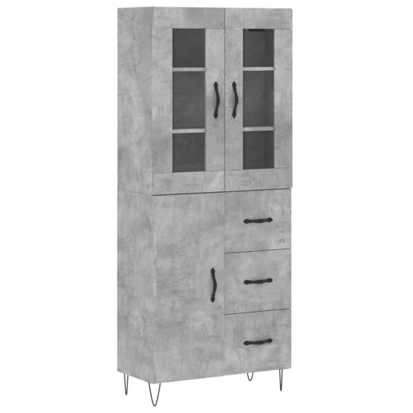 vidaXL Buffet haut Gris béton 69 5x34x180 cm Bois d'ingénierie