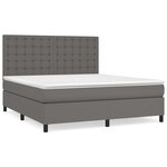 vidaXL Sommier à lattes de lit avec matelas Gris 180x200 cm Similicuir