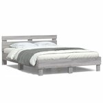 vidaXL Cadre de lit avec LED sans matelas sonoma gris 140x200 cm