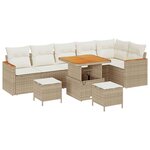 vidaXL Ensemble de canapé de jardin 9 Pièces Beige polyrotin