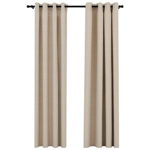 vidaXL Rideaux occultants aspect lin avec œillets 2Pièces beige 140x245cm
