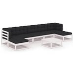 vidaXL Salon de jardin avec coussins 8 Pièces blanc bois de pin massif