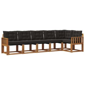 vidaXL Ensemble de canapés d'extérieur 6 pc Naturel et Noir