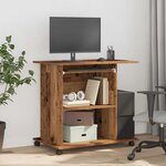 vidaXL Bureau d'ordinateur vieux bois 80x50x75 cm bois d'ingénierie