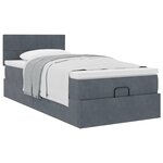 vidaXL Cadre de lit ottoman avec matelas gris foncé 80x200 cm velours