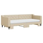 vidaXL Lit de jour avec gigogne et matelas crème 80x200 cm tissu
