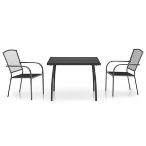 vidaXL Ensemble à manger de jardin 3 Pièces anthracite acier