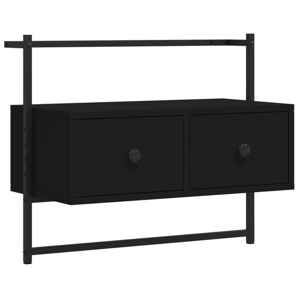 vidaXL Meuble TV mural noir 60 5x30x51 cm bois d'ingénierie