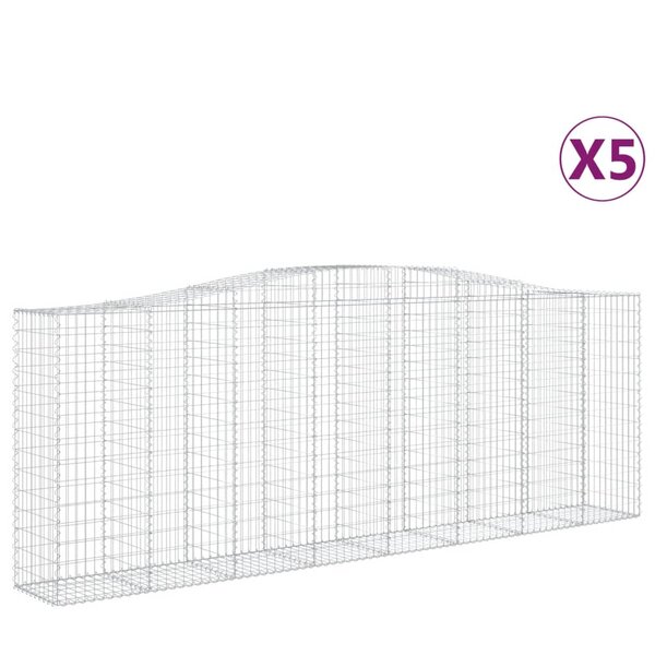 vidaXL Paniers à gabions arqués 5 Pièces 400x50x140/160 cm Fer galvanisé