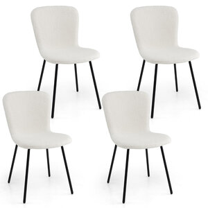 Lot de 4 chaises de salle à manger 47 x 58 x 86 cm avec dossier ergonomique courbé ambiance moderne en métal beige 20_0011818