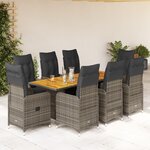 vidaXL Ensemble de bistro de jardin 9 Pièces coussins gris poly rotin