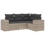 vidaXL Salon de jardin 4 Pièces avec coussins gris clair résine tressée