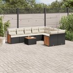 vidaXL Salon de jardin 10 Pièces avec coussins noir résine tressée