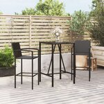 vidaXL Ensemble de bar de jardin 3 Pièces noir résine tressée