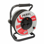 Perel enrouleur de câble en néoprène professionnel 40 m 4 prises