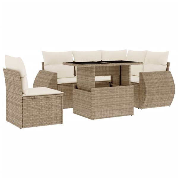 vidaXL Salon de jardin avec coussins 6 Pièces beige résine tressée