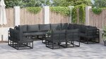vidaXL Ensemble de canapé de jardin avec coussin 13 Pièces Noir Aluminium