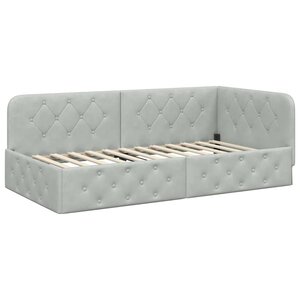 vidaXL Cadre de lit d'angle Gris clair 90 x 200 cm Velours