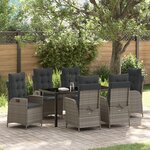 vidaXL Ensemble Salle à Manger de Jardin 7 pièces Gris Rattan Poly