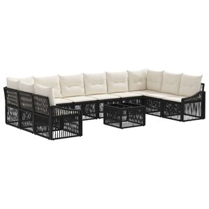 vidaXL Ensemble de canapé de jardin 11 Pièces Noir polyrotin