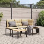 vidaXL Ensemble de banc de jardin avec coussins 3 Pièces noir