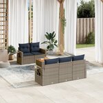 vidaXL Salon de jardin 6 Pièces avec coussins gris résine tressée