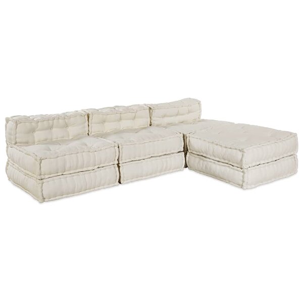 vidaXL Unité de canapé modulaire 4 Pièces Crème Tissu