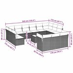 vidaXL Salon de jardin avec coussins 14 Pièces gris clair résine tressée