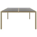vidaXL Table de jardin 200x150x75 cm Verre trempé/résine tressée Beige