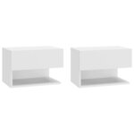 vidaXL Tables de chevet murales 2 Pièces Blanc brillant
