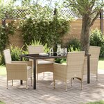Ensemble 5 pièces de salle à manger de jardin beige poly rotin