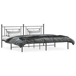 vidaXL Cadre de lit métal sans matelas avec tête de lit noir 200x200cm