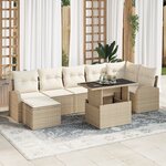 Ensemble de canapés de jardin vidaXL de 8 pièces avec coussins en rotin poly beige