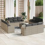 vidaXL Salon de jardin avec coussins 13 Pièces gris clair résine tressée
