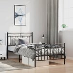 vidaXL Cadre de lit métal sans matelas avec pied de lit noir 100x190cm