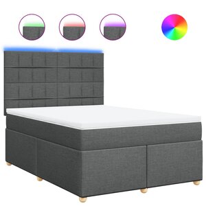 vidaXL Sommier à lattes de lit avec matelas Gris foncé 160x200cm Tissu