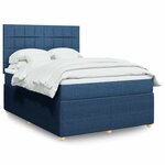 vidaXL Sommier à lattes de lit avec matelas Bleu 140x200 cm Tissu