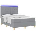 vidaXL Lit à ressort LED avec matelas Gris clair 140 x 190 cm tissu