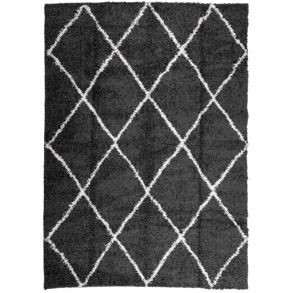 vidaXL Tapis shaggy à poils longs moderne noir et crème 240x340 cm