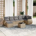 vidaXL Salon de jardin avec coussins 8 Pièces beige résine tressée
