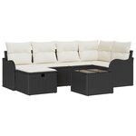 Set de Canapé de Jardin 7 Pièces avec Coussins en Rattan Poly Noir