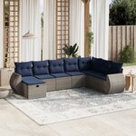 vidaXL Salon de jardin 8 Pièces avec coussins gris résine tressée