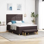 vidaXL Lit à ressorts avec matelas Marron foncé 140 x 200 cm tissu