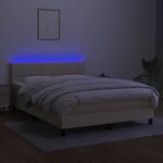 vidaXL Sommier à lattes de lit avec matelas LED Crème 140x200 cm Tissu