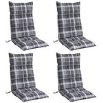 vidaXL Coussins de chaise à dossier haut lot de 4 motif carreaux gris