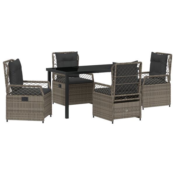 vidaXL Ensemble de 5 meubles de jardin en gris poly rattan