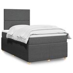 vidaXL Sommier à lattes de lit avec matelas Gris foncé 120x200cm Tissu
